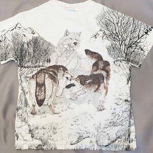 Vintage Wolf All Over Print Single Stitch Animal Nature Monterey T-Shirt